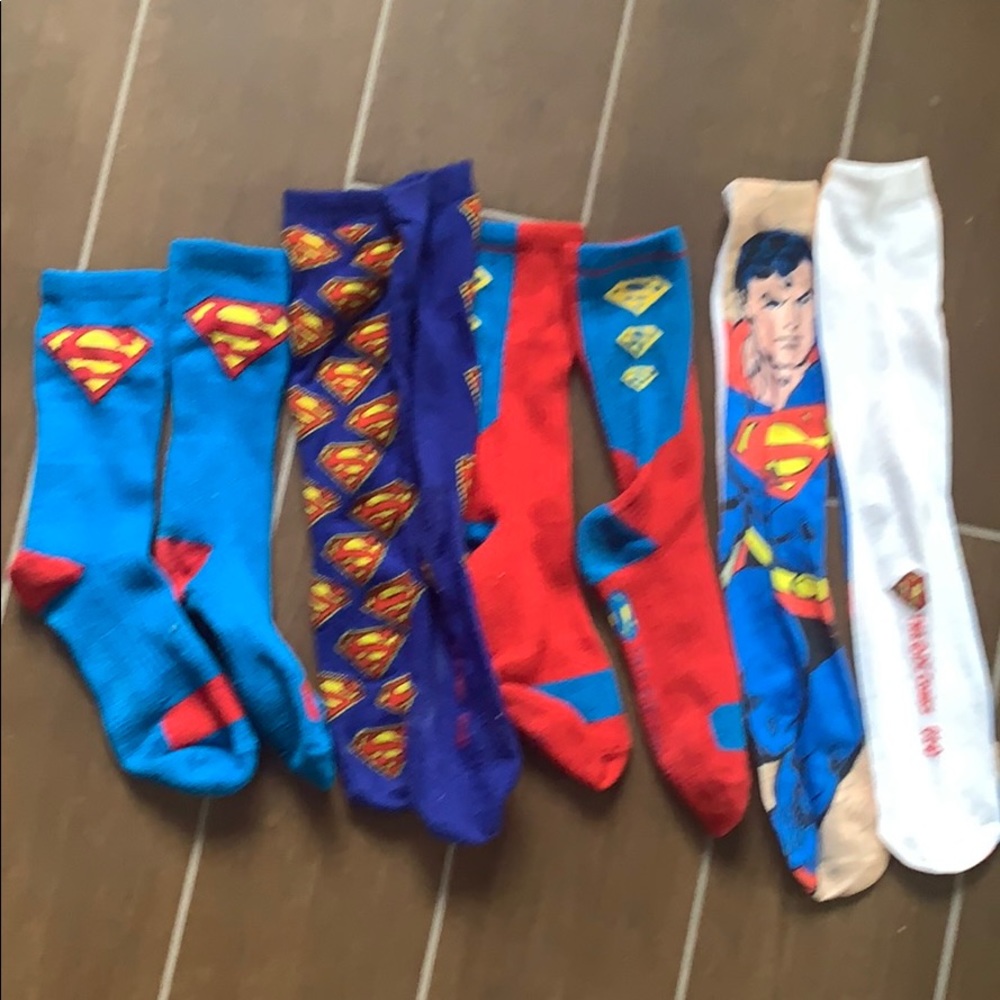 four pairs of Superman socks